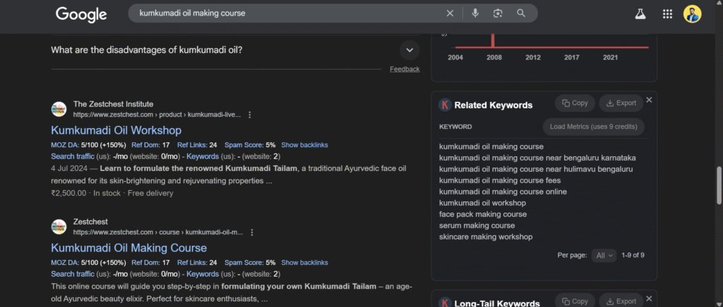 zestchest - seo kumkumadhi oil product seo project done by marklencemedia advertising and ad agency